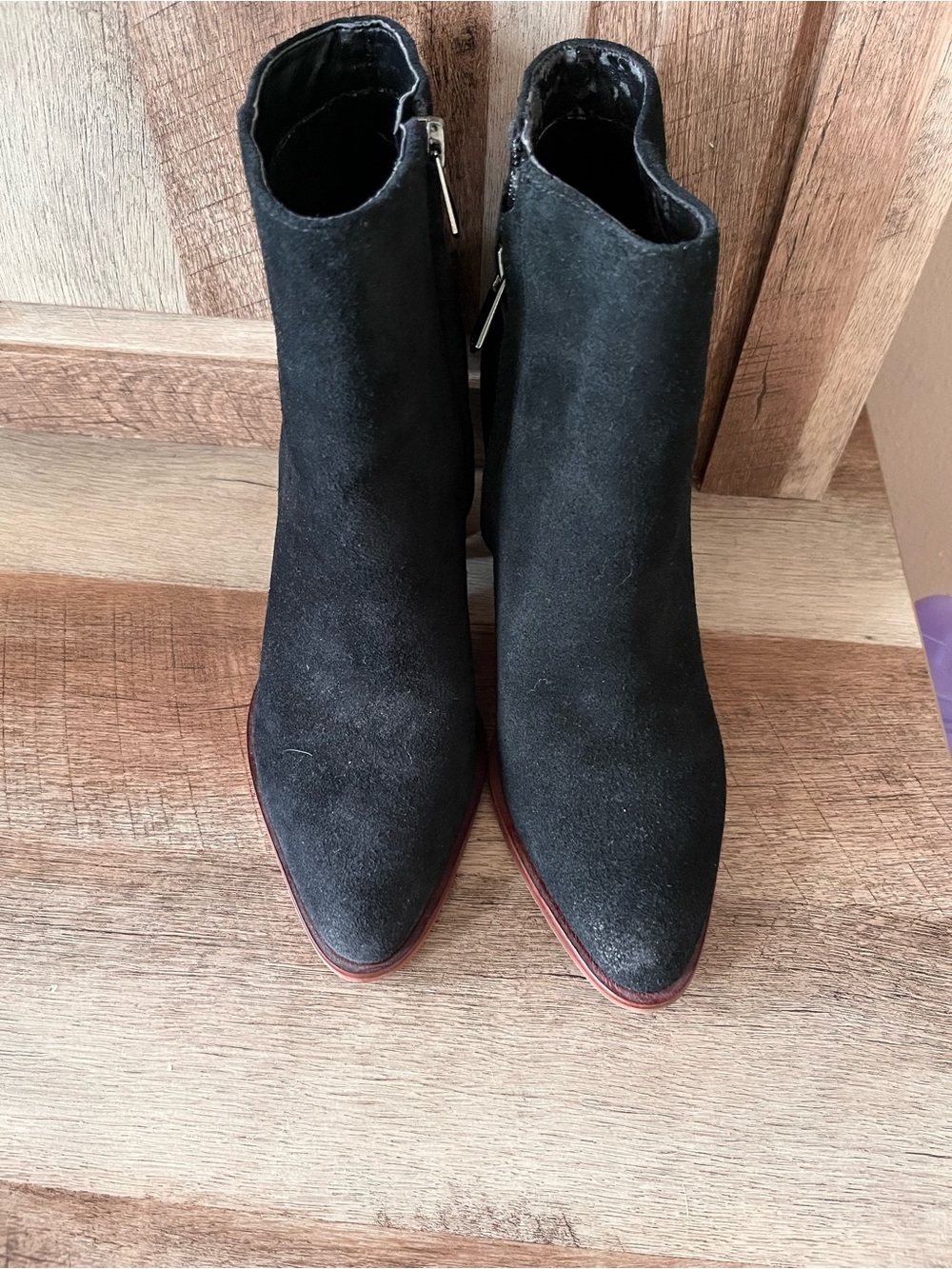 Sam Edelman Black Suede Pointed Toe Ankle Booties
